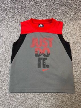 Nike Just Do It Boys Tank Top Sleeveless Size Medium Gray And Red